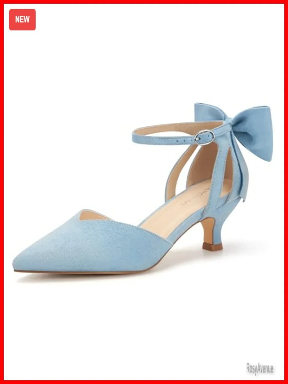 Kitten Heels with Bow Closed Toe Sandals Ankle Strap Wedding Pumps